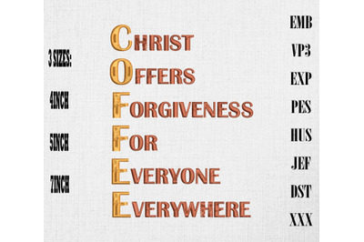 Coffee Lover Christ Forgive Everyone Embroidery, Coffee Lover Gift