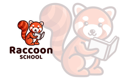 Raccoon School Cute Logo Template