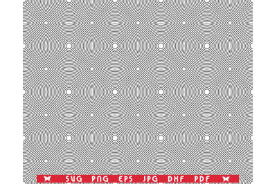 SVG Black Concentric Circles, Seamless pattern, Digital clipart