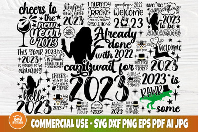 Happy New Year SVG Bundle, 2023 Svg Quotes, New Years Eve Svg