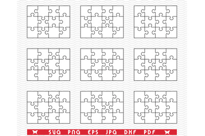 SVG Nine White Puzzles, Separate Piece, Digital clipart