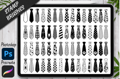 Necktie Stamps Brushes for Procreate and Photoshop. Ties Bundles.