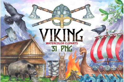 Viking watercolor cliparts