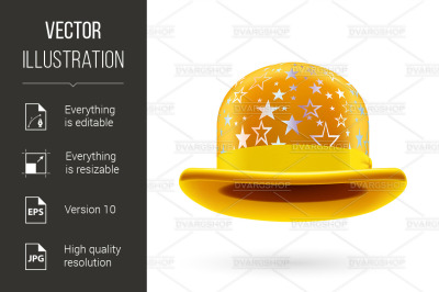 Yellow starred bowler hat