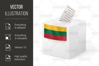 Ballot box with voting paper. Lithuania