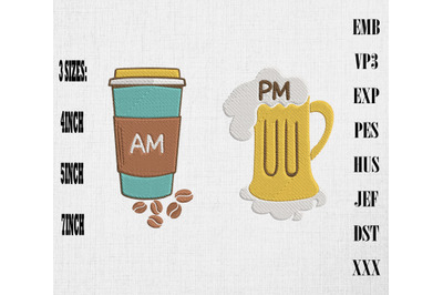 AM Coffee PM Beer Embroidery