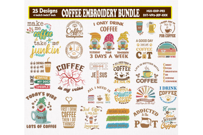 Coffee Lover Embroidery Bundle, Coffee Lover Gift