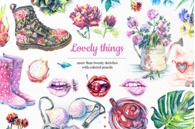 Lovely things. More than 20 PNG pics with transparent background