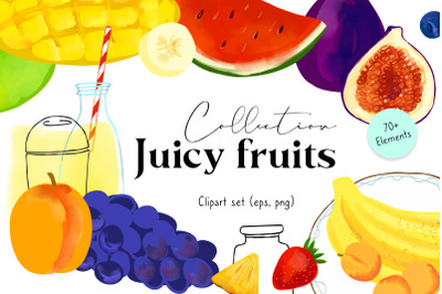 Juicy fruits Clipart collection