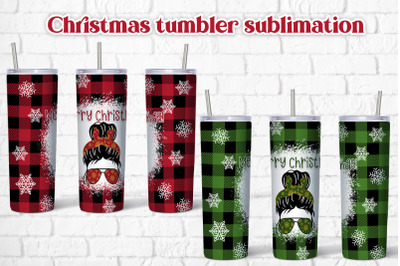 Christmas tumbler sublimation | Christmas messy bun