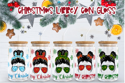 Christmas libbey can glass | Messy bun sublimation