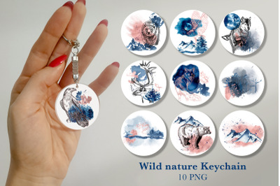 Wild animal Keychain sublimation PNG | Keychain bundle