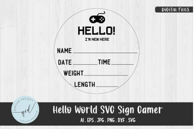 Hello World SVG Sign Gamer, Baby Birth Stats