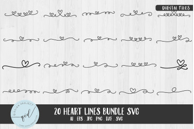 20 Heart Lines Bundle SVG, decoration design