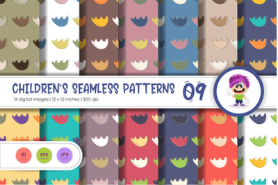 Cute Baby Seamless Patterns 09. Digital Paper