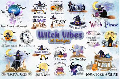 Witch Vibes T-shirt Design Bundle