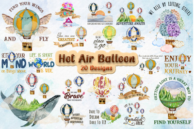 Hot Air Balloon T-shirt Design Bundle