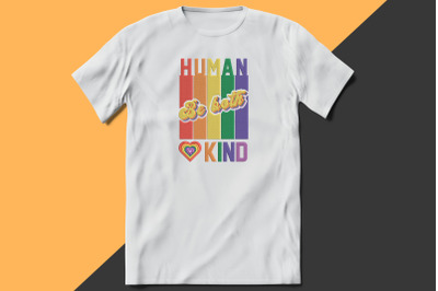 Human And Kind Be Both LGBTQ Pride Embroidery, LGBTQ Rainbow Pride