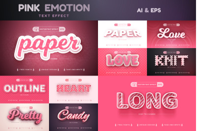 Set 10 Pink Love Editable Text Effects Font Styles