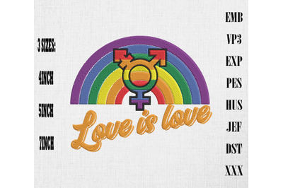 Rainbow Lgbt Pride Love Is Love Embroidery, LGBTQ Rainbow Pride