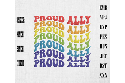Proud Ally Pride Gay Lesbian LGBTQ Embroidery, LGBTQ Rainbow Pride