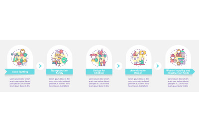 Safe city design for women and kids round infographic template
