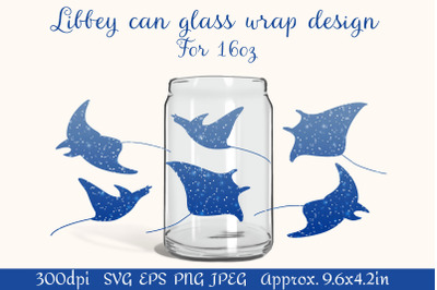 Can glass wrap design 16oz | Stingray SVG