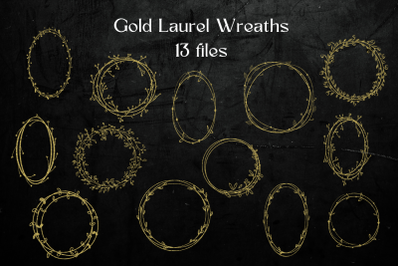 Gold Glitter Laurels Clipart