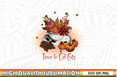 Time to Get Cozy Autumn Leaves PNG