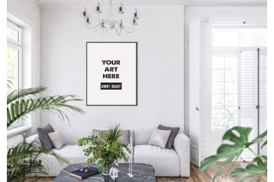 Interior scene artwork background frame mockup