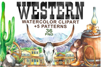 Watercolor Western Clipart