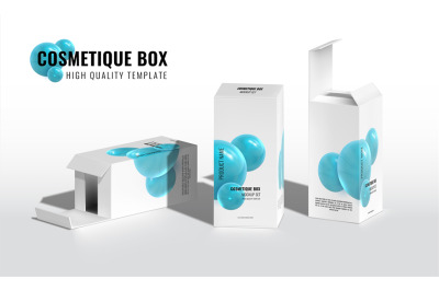 Realistic paper box. 3D package mockups with copy space and place for