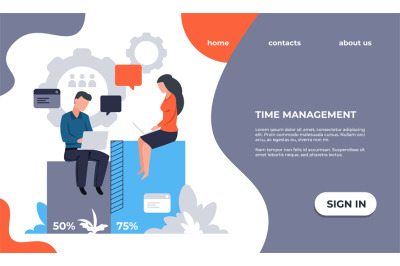 Business landing page. Website UI template. Time management and workfl