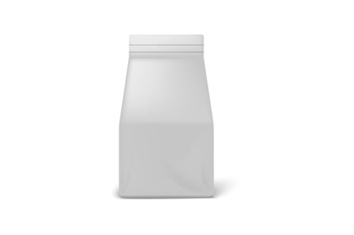 Coffee package. White paper bag mockup. Isolated blank packaging for b