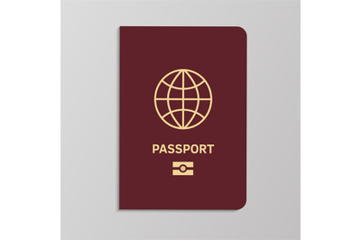 International biometric passport cover template. ID with gold map on r