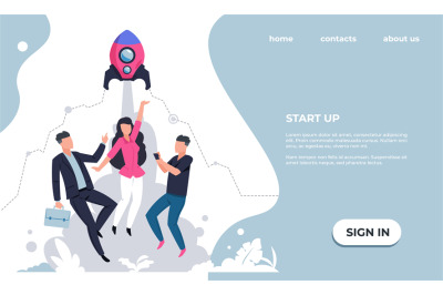 Marketing landing page. Start up and business projects. Workflow organ