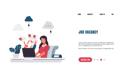 Recruitment landing page. Job vacancy. Hiring manager finding candidat