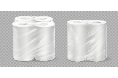 Realistic paper towel. 3D tissue rolls. Textured disposable toilet tap