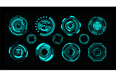 Hud circles. Futuristic digital UI round elements. Virtual games inter