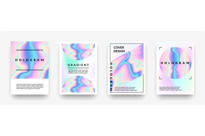Pearlescent posters. Abstract holographic rainbow metal gradient&2C; viol
