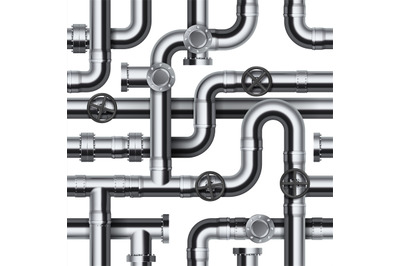 Seamless pipeline pattern. Realistic water and gas engineering plumbin