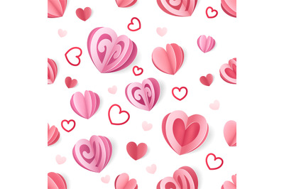 Paper heart pattern. Seamless romantic texture for Valentines and Moth