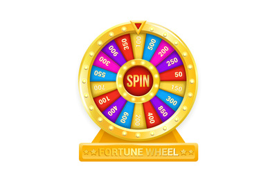 Fortune wheel. Cartoon rotating circle with sectors and arrow element.