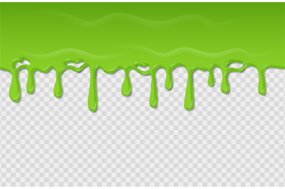 Slime seamless pattern. Dripping green radioactive substance. Liquid w