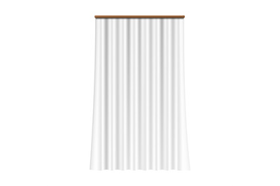 Realistic white curtain. Silk drapery on window. Classical decor eleme