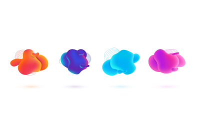 Fluid blobs banners. Gradient colorful liquid spots. Composition of br