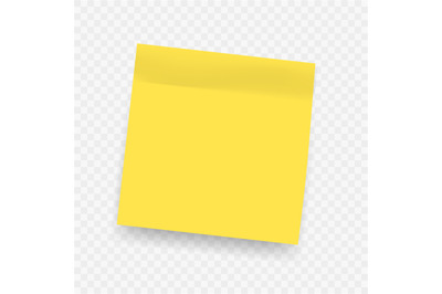 Yellow realistic sticky notes. Square post not with soft shadow isolat