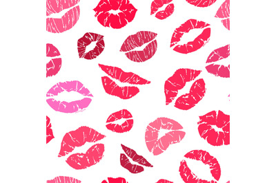 Lipstick kiss seamless pattern. Makeup lips symbols&2C; kisses silhouette