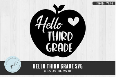 Hello Third Grade SVG, Back to School SVG
