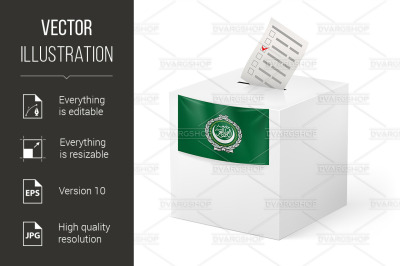 Ballot box with voting paper. Arab League